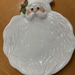 Vintage 1978 Fitz and Floyd Japan Hand Painted Ceramic Santa Claus Platter Xmas