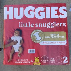 HUGGIES LITTLE SNUGGLERS Size 2 148 DIAPERS