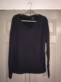 Athleta V-Neck Long Sleeve Sweatshirt Tunic Pullover Black  Size M