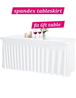 White spandex  tableskirt  party decorations new 6 ft