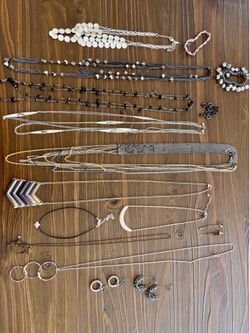 Lot of necklaces, earrings, and bracelets
