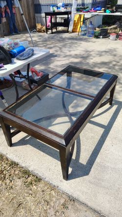 Dark Wood Glass Top Coffee Table