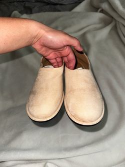 Beige Suede Slip-On Mule Shoes