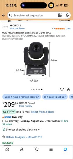 Visit the Store, MINGJIE MINGJIE Visit the Store 3.6 3.6 out of 5 stars (6) MINGJIE 60W LED Moving Head Stage Light, DMX512 DJ Light 8 Gobos & 8 Color
