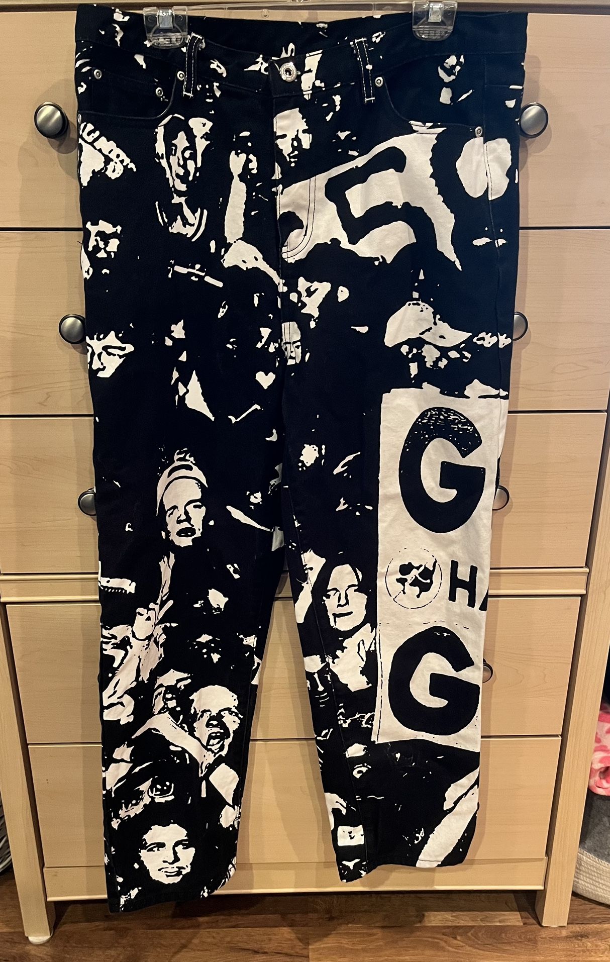G59 Records Men's Black and White Jeans