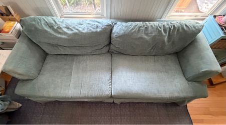 Klaussner Bentley Sofa. Down filled, slip covered. Paid 3k 15 Months old.
