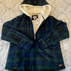 L. L. Bean Women's Medium Scotch Plaid Flannel, Sherpa-Lined Zip Hoodie