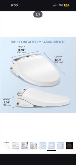 LEIVI Smart Bidet Toilet Seat with Wireless Remote and Side Panel, Multiple Spray Modes, Adjustable Heated Seat, Warm Water and Air Dryer, Auto LED Ni