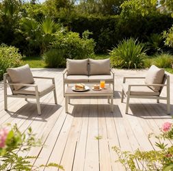4-piece Patio Furniture Set For Outdoor Use, With Coffee Table, Single Chairs & Loveseat 