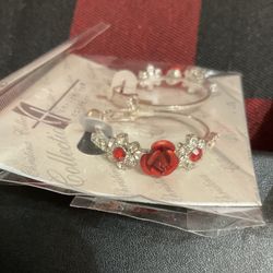 New Christina Collection Red Rose Earrings