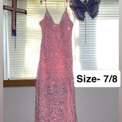 Pink Sequined Formal Dress