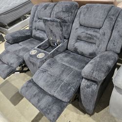 Reclining Glider Loveseat  Easy-Care  &  Cozy! - Brand New!