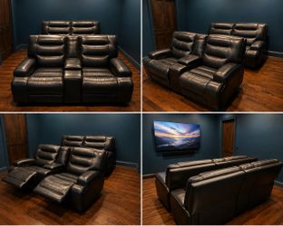 2-Piece Power Reclining Home Theater Seating – Black