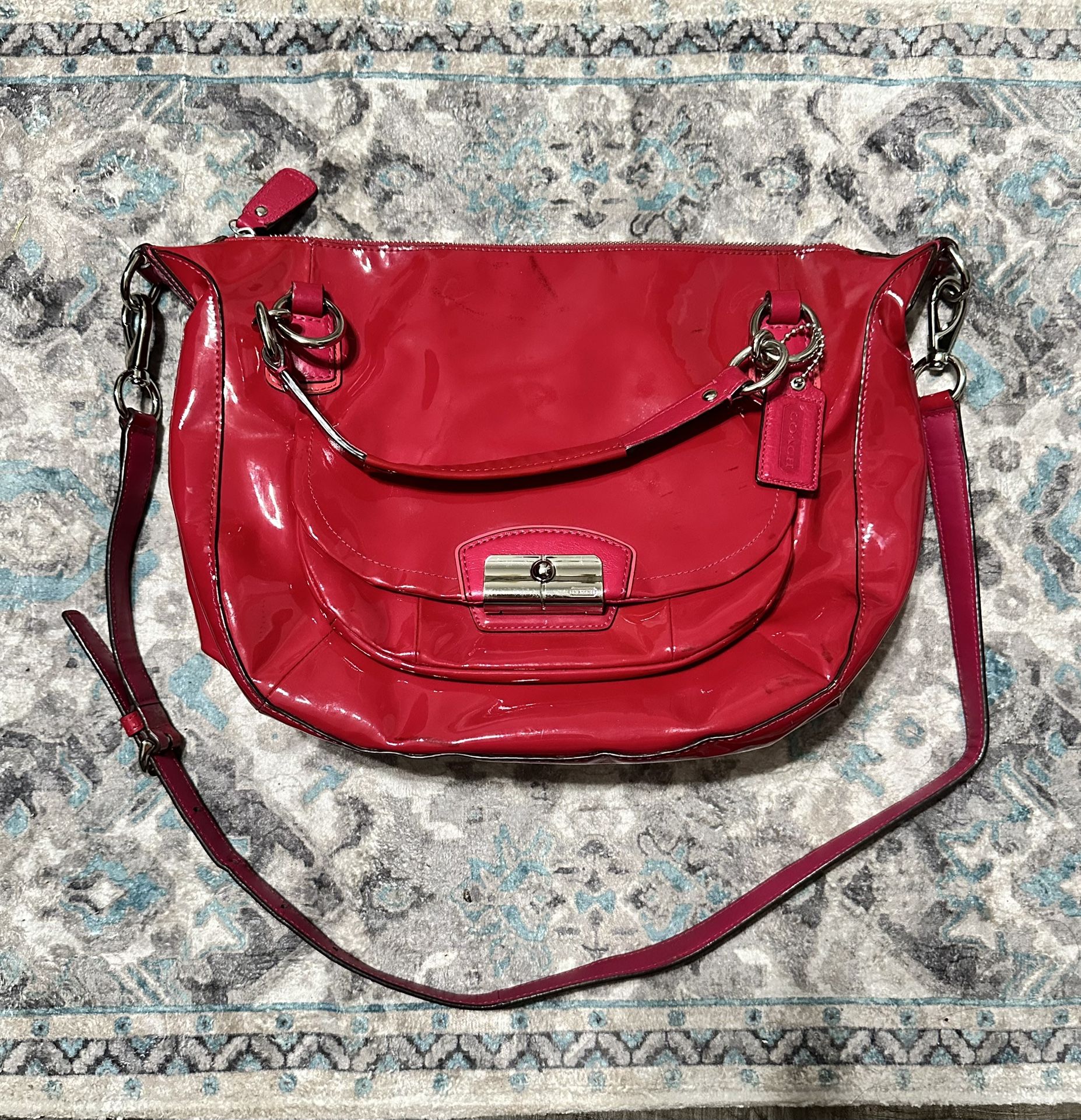 COACH Kristin Patent Leather Round Satchel Crossbody