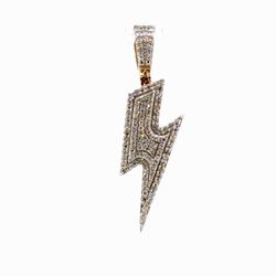 Men’s or Women’s 10k Yellow Gold Diamond Lighting Bolt 1.25” Inch Pendant for Necklace GP3133986