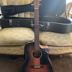 Fender Acoustic Electric Guitar With Tuner And Hardcase