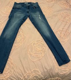 Calvin Klein Men’s Slim Jeans – 36x32 – Distressed Blue
