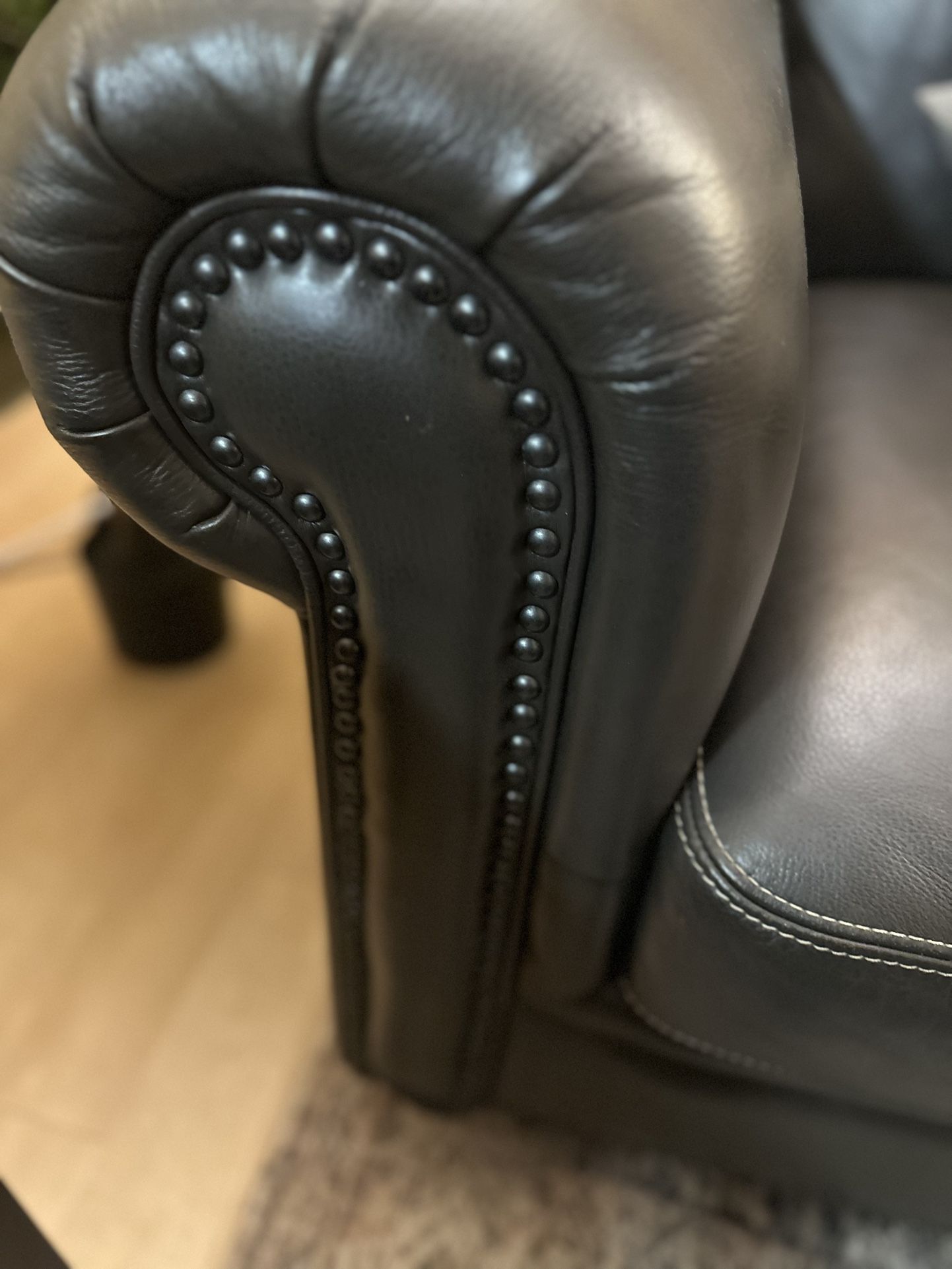 New Studded Leather Sofa And Chair 