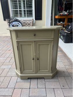 Ballard Designs Sage Green Accent Console Cabinet — Solid Wood