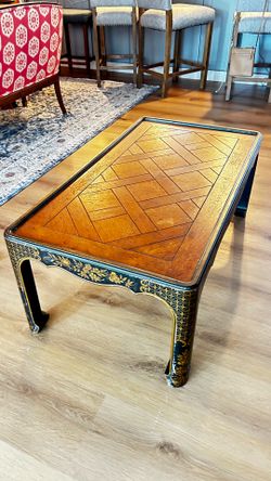 Vintage Baker Furniture Chinoiserie Coffee Table – Parquetry Wood Top