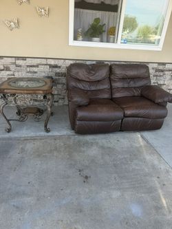 Love Seat Recliner And Side Table