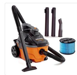RIDGID 4 Gal. 5.0 Peak HP Portable Shop Vacuum Wet Dry Vac with Fine Dust Filter, Locking Hose and Attachments