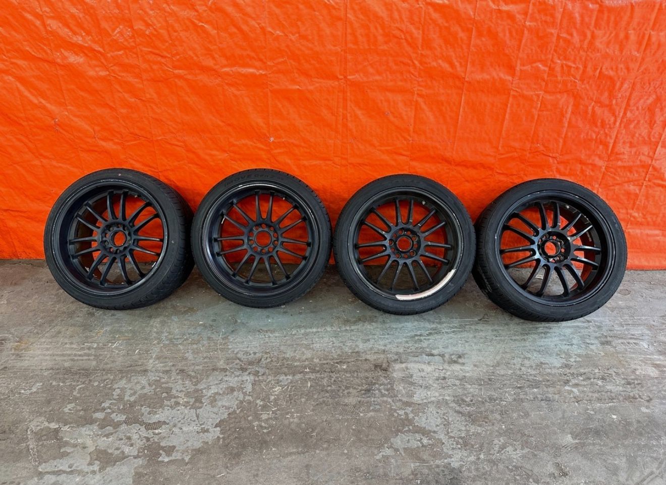 08-15 LANCER EVOLUTION X EVO 10 - ROTA SVN WHEELS RIMS W/ TIRES - 18x10 & 18x8