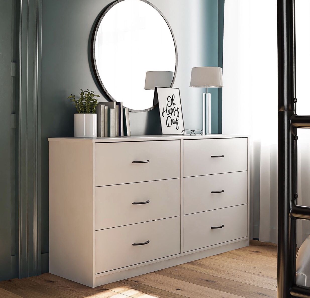 NEW Modern 6-Drawer Dresser, Light Grey