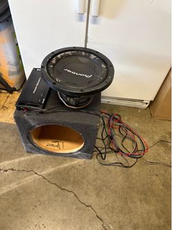 Pioneer subwoofer 12 inch with amp box and wires