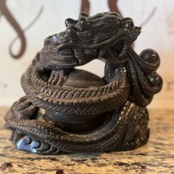 Silver Obsidian Dragon Sculpture – Mystic Power & Striking Elegance