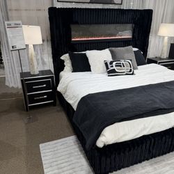 Fireplace Bed Led Queen Cal King