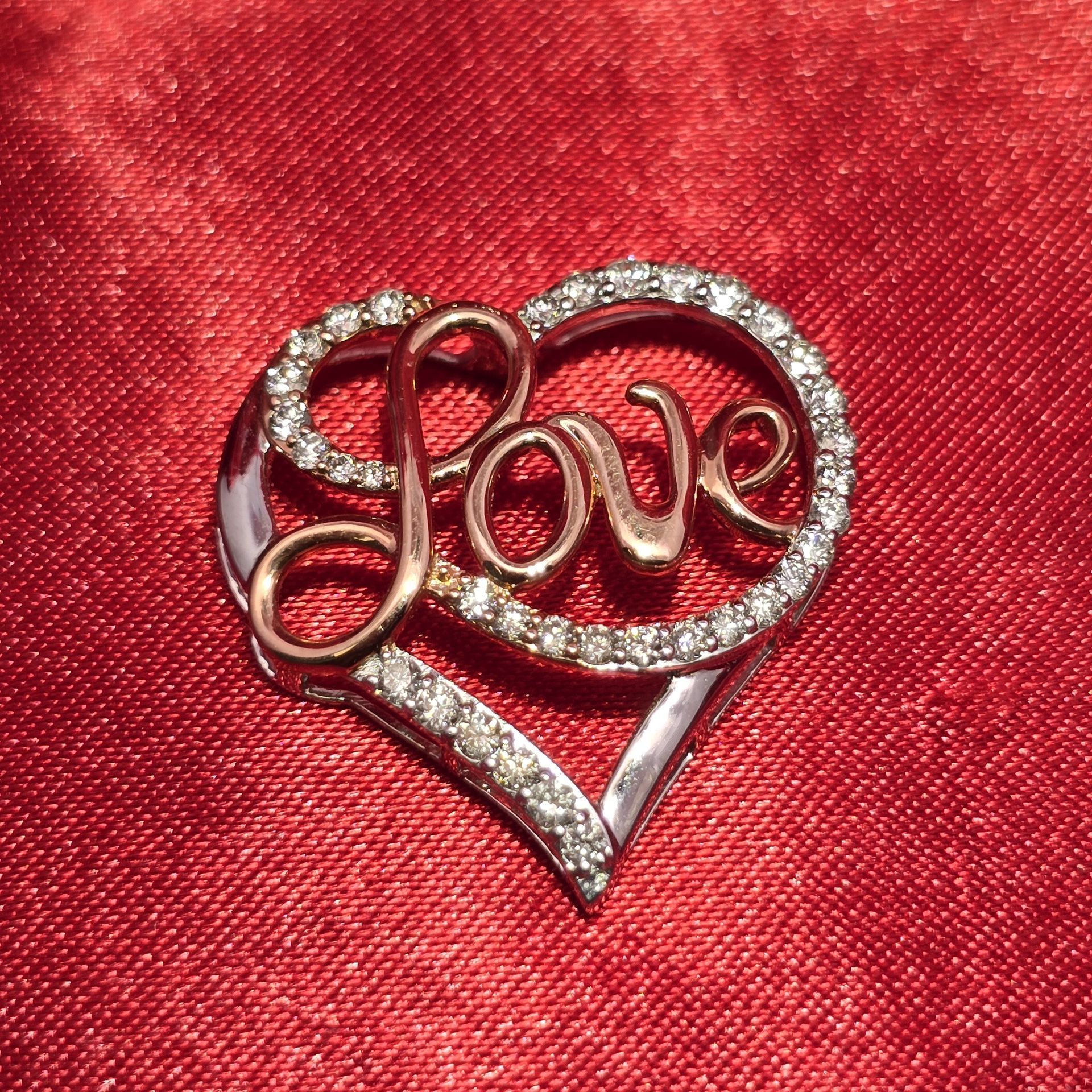 10k Yellow Gold Diamond Love Heart Pendant 0.56 ctw