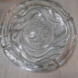 Huge Mid Century Modern Blenko Clear Glass Ashtray