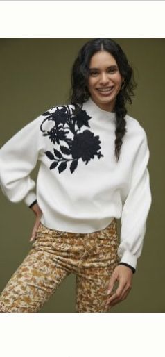 Anthropologie Mock Neck Black/White Sweater