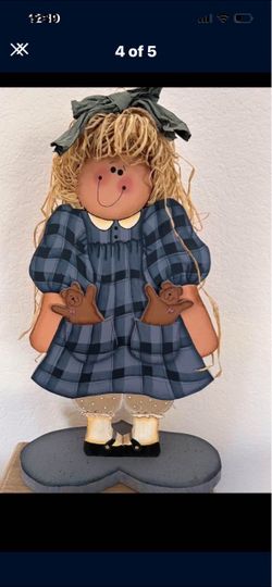 17” wood painted girl