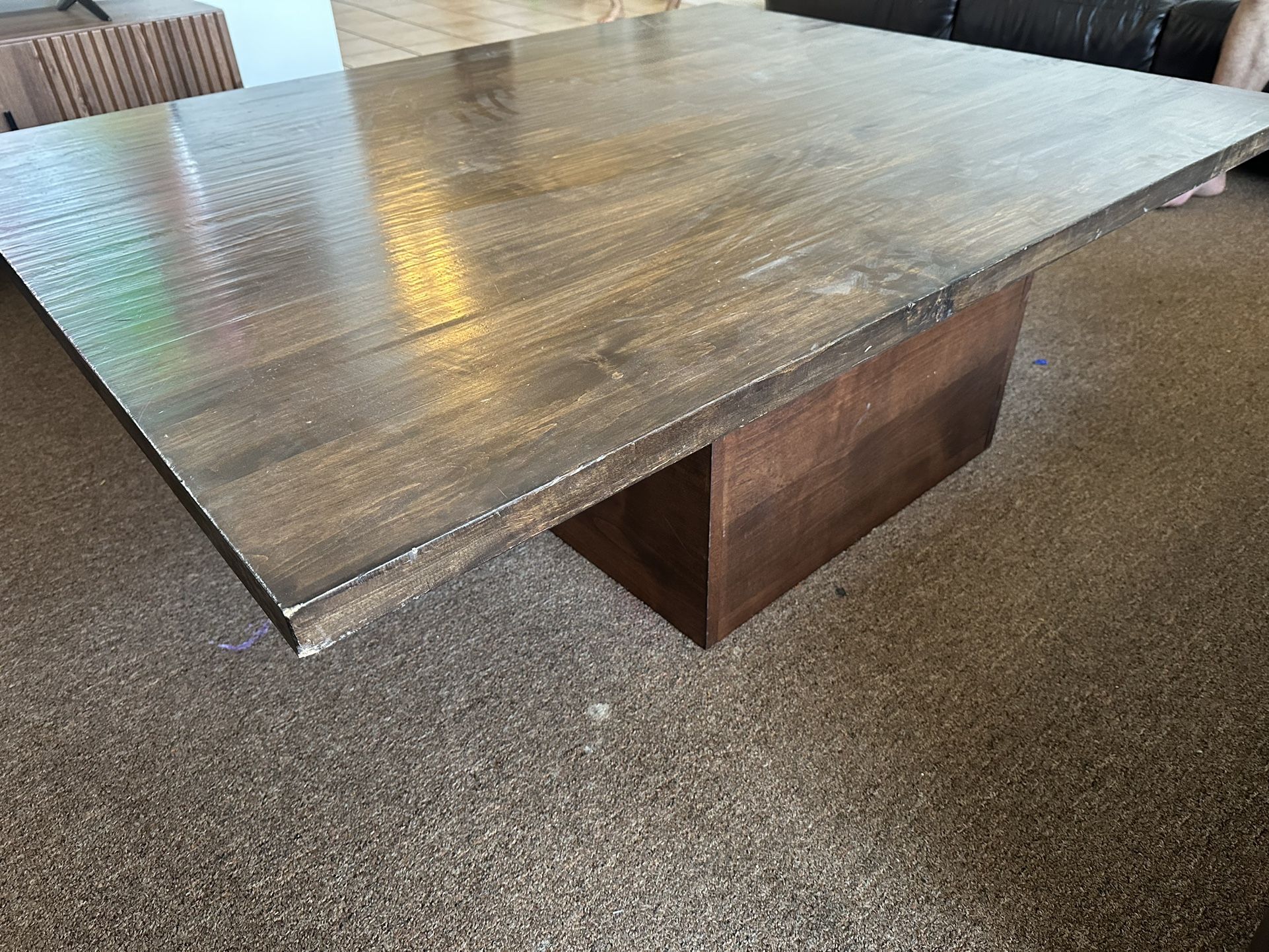 Really Large Brown Wood Coffee Table Plinth Style