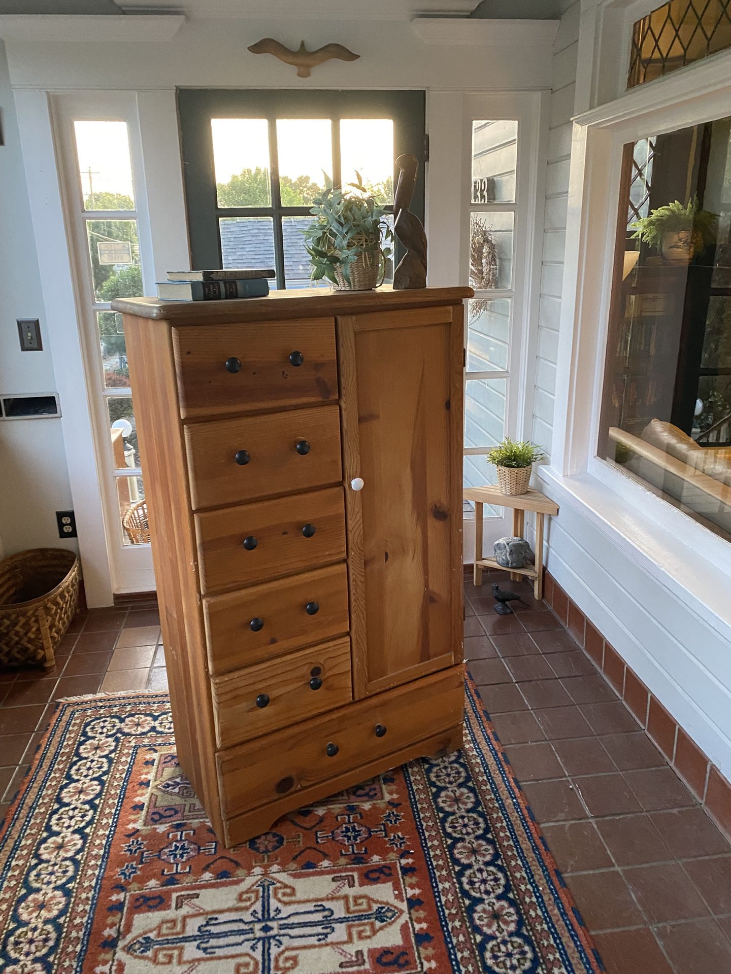 Super Sweet Vintage Solid Pine Wardrobe/Dresser with Porcelain Pulls!