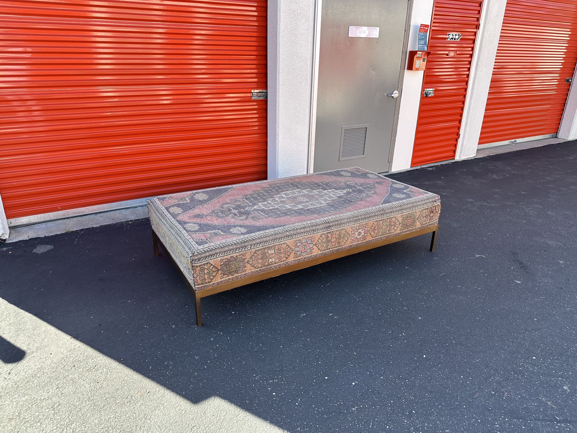 FREE DELIVERY-Custom Large Ottoman Table / Bench Seating w/ Vintage Rug - Retail $3k
