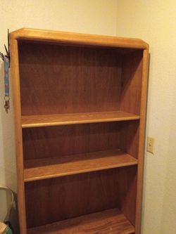 Wooden book shelf  7 ft l 32 inches wide  3 sjelves