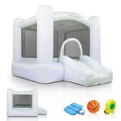 Inflatable castle with slide and basketball with blower worth 200