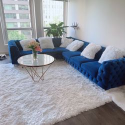 Navy Blue Velvet couch 