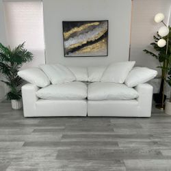 SECTIONAL MODULAR LOVESEATS COUCH WHITE NIXON FABRIC - LIKE NEW - FREE DELIVERY 