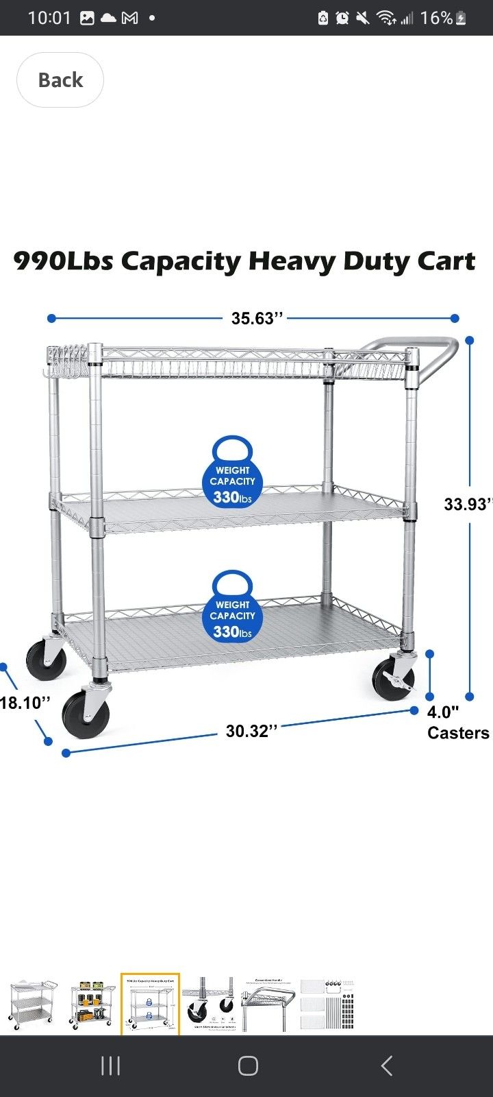 Heavy Duty NSF Stainless Steel Cart On Castors