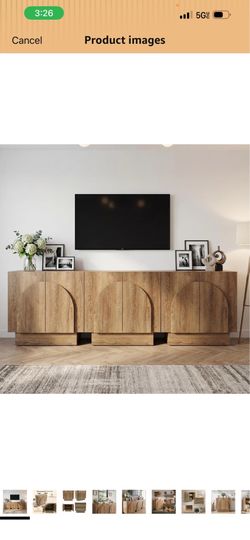 Wood Arched TV Console Stand for TVs up to 75" Oak