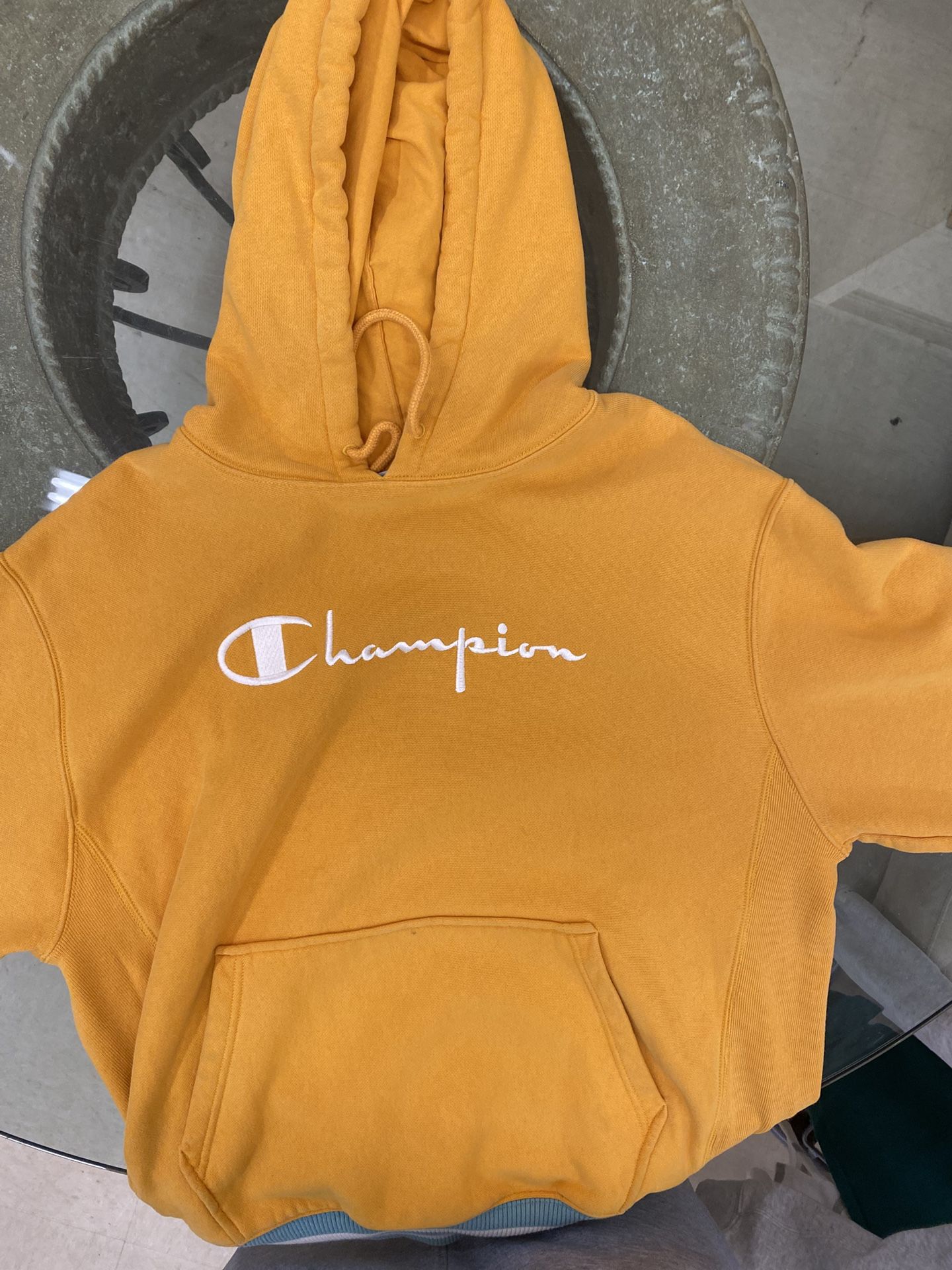 Yellow champion hoodie L