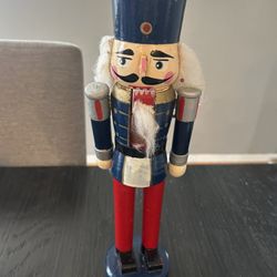 Blue and red wooden nutcracker 