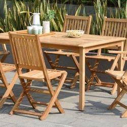 BRAND NEW 7 Piece Rectangular 100% FSC Solid Teak Table & Chairs Dining Set | Ideal Furniture Set For Outdoor