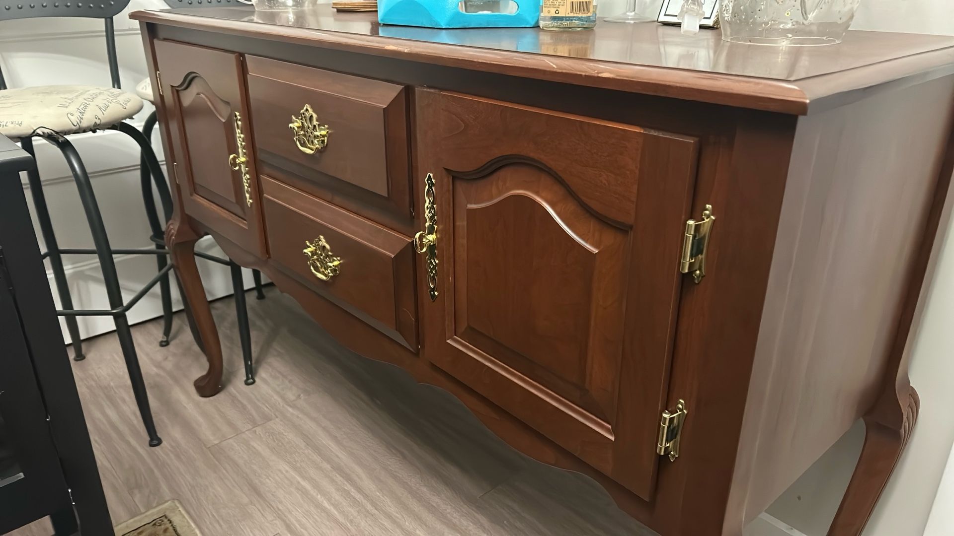Credenza Antique Wood Cabinet Sideboard Buffet Wood Console Sprague Carleton Table Storage