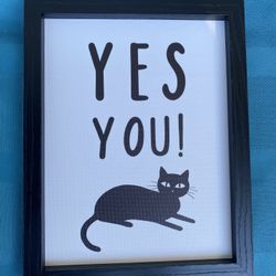 Yes You Black Cat Canvas Picture Frame 