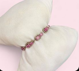 D’Joy Pink sapphire tennis bracelet sapphire 925.